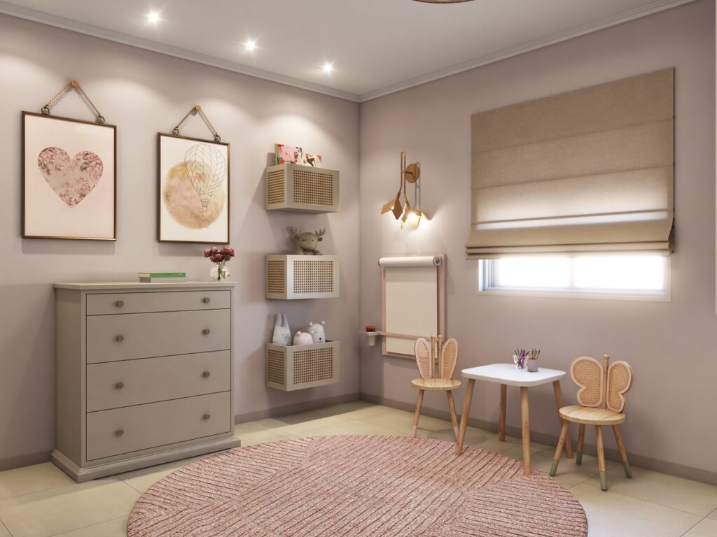 Quarto infantil com mobiliário infantil e luminárias Accord