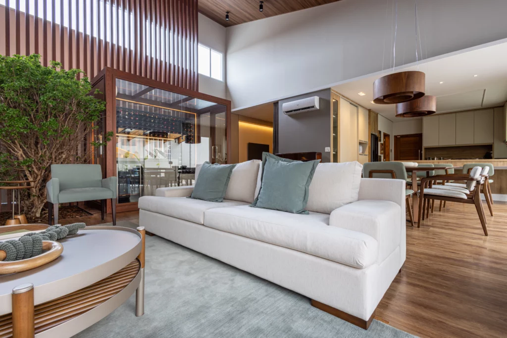 Modern open-concept room with Accord pendant light